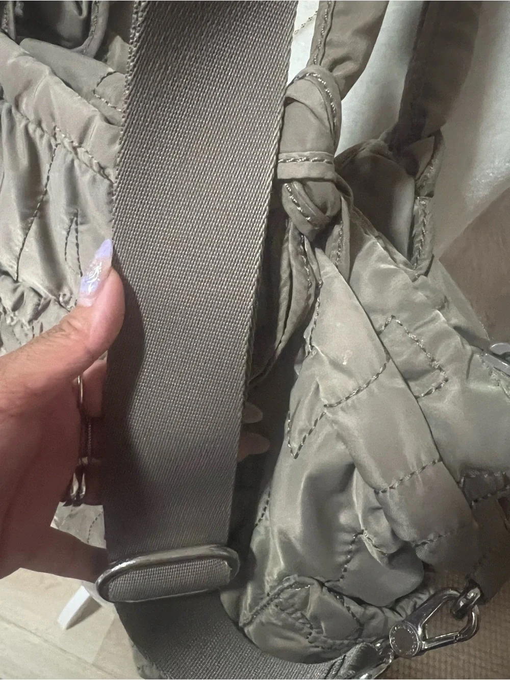 Marc Jacob’s Quilted Nylon Diaper Bag Tote Bag in Taupe color